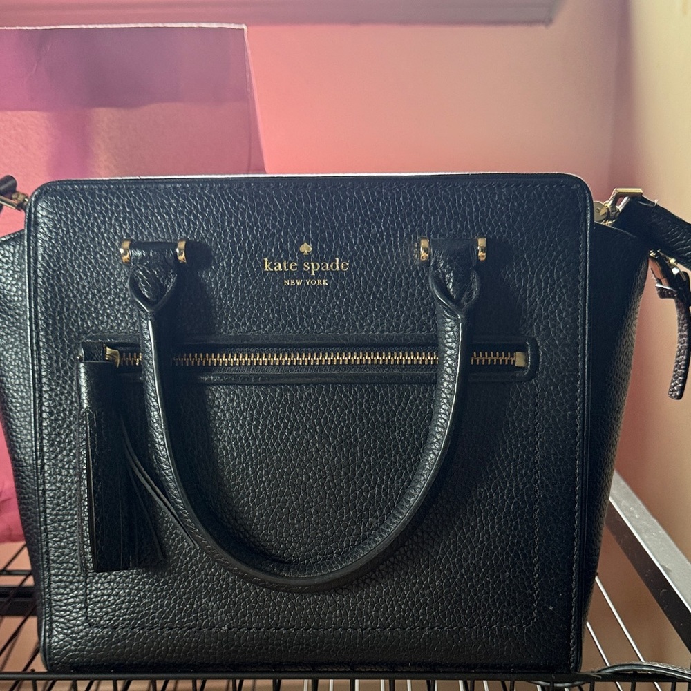 Kate Spade Black Satchel with Gold Accents